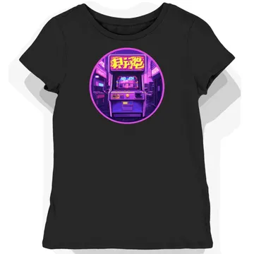 Koszulka damska czarna z nadrukiem Game Over w stylu arcade