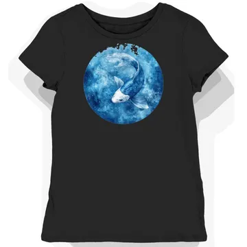Koszulka damska czarna z nadrukiem niebieskiego koi