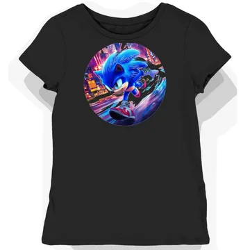 Koszulka damska czarna z nadrukiem Sonic the Hedgehog