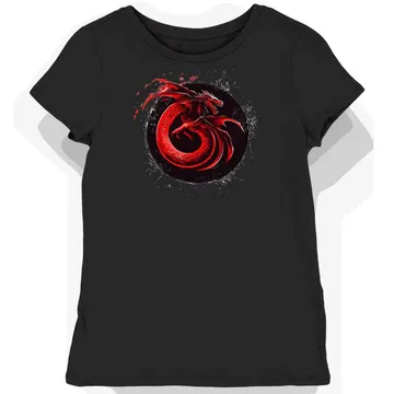 Koszulka damska czarna z motywem smoka Targaryenów