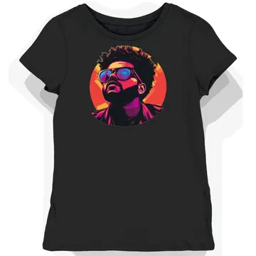 Koszulka damska czarna z grafiką artysty The Weeknd