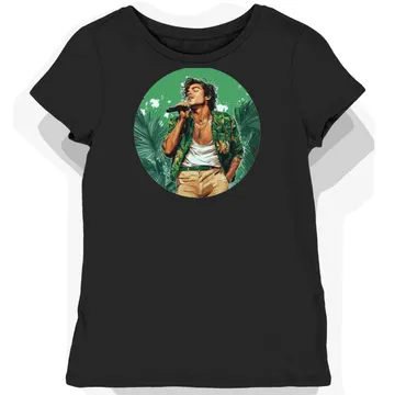 Koszulka damska czarna z motywem zielonego retro Harry Styles