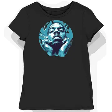 Koszulka damska czarna z nadrukiem Jay-Z i rytmu rapu