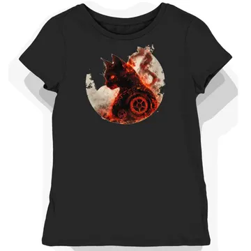 Koszulka damska czarna z grafiką steampunkowych kotów