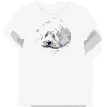 Koszulka damska biała z motywem pasterskiego psa Old English Sheepdog
