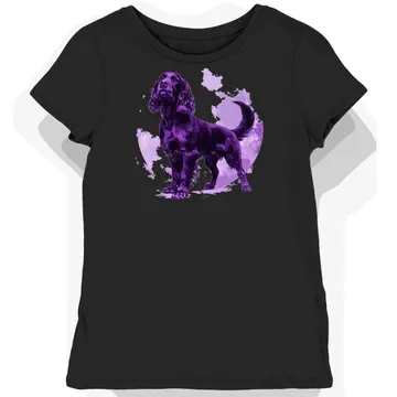 Koszulka damska czarna z grafiką psa Field Spaniel