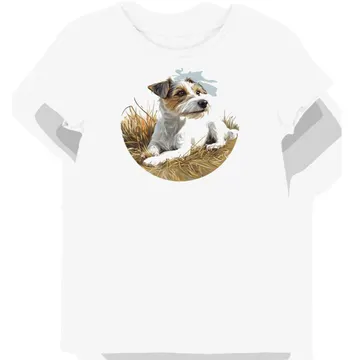 Koszulka damska biała z nadrukiem Parson Russell Terrier
