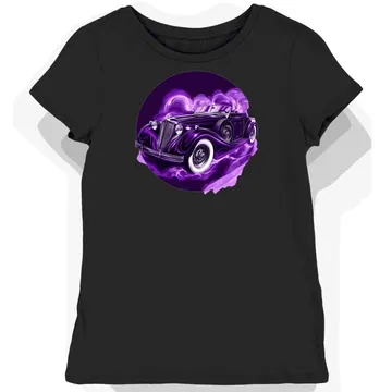 Koszulka damska czarna z grafiką klasycznego autentycznego kabrioletu