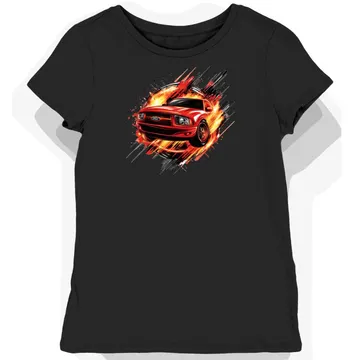 Koszulka damska czarna z motywem czerwonego logo Ford