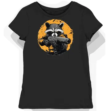 Koszulka damska czarna z nadrukiem Rocket Raccoon