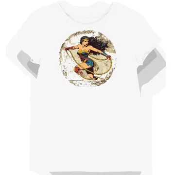 Koszulka damska biała z grafiką Wonder Woman i lasso