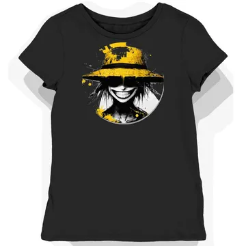Koszulka damska czarna z motywem Luffy'ego z One Piece