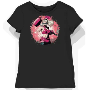 Koszulka damska czarna z motywem młota Harley Quinn
