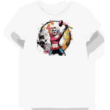 Koszulka damska biała z nadrukiem Harley Quinn i młotka