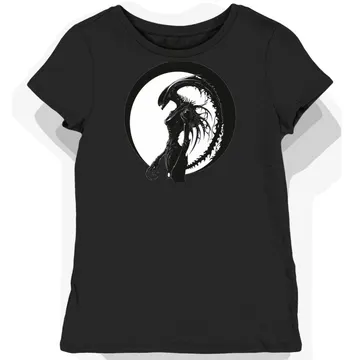 Koszulka damska czarna z grafikÄ… KrĂłlowej Obcych