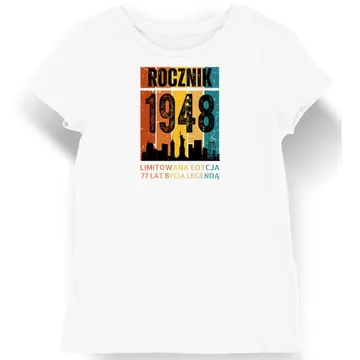 Koszulka damska biaĹ‚a 1948 urodziny 77 lat prezent