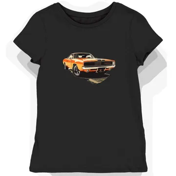 Koszulka damska czarna z motywem Dodge Charger