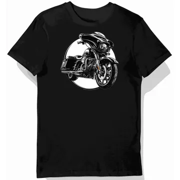 Koszulka męska czarna z motorem Harley-Davidson w stylu chrom