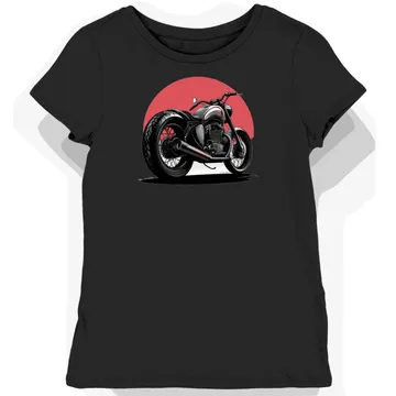 Koszulka damska czarna z motywem motocykla w dynamicznej scenerii