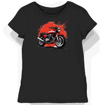 Koszulka damska czarna z Hondą CB750 w klasycznym świetle
