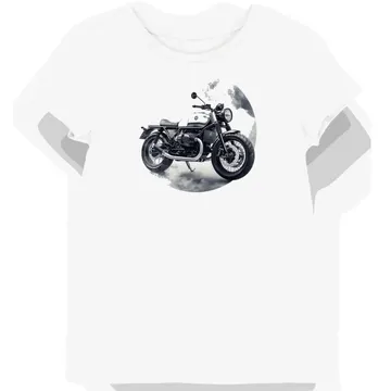 Koszulka damska biała z motywem futurystycznej motocyklistycznej jazdy