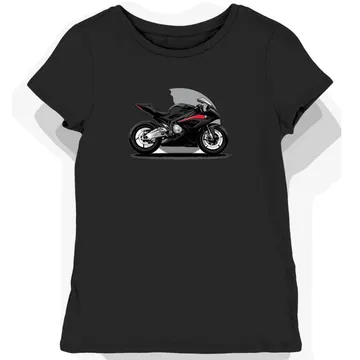 Koszulka damska czarna z dynamicznym stylem motocykla