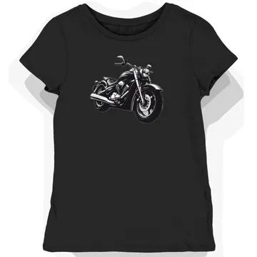 Koszulka damska czarna Zdobiona Wizją Motocyklowej Przygody