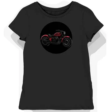 Koszulka damska czarna z wyjątkowym motocyklem w cieniu