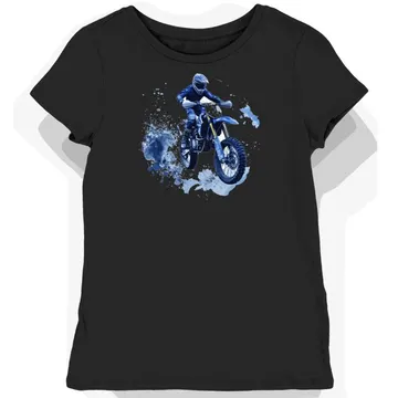Koszulka damska czarna Dynamiczna Motocyklowa Akcja w Mgłach