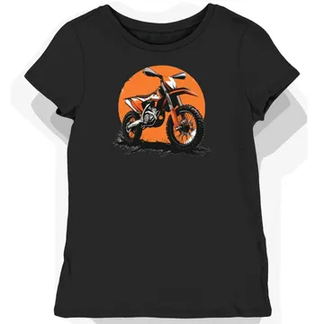 Koszulka damska czarna z dynamicznym motywem motocykla terenowego