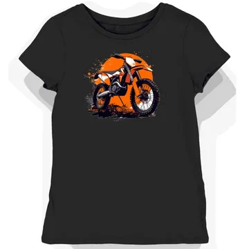 Koszulka damska czarna z dynamicznym motywem motocykla off-road
