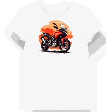 Koszulka damska biała z motocyklowym wzorem w stylu Ducati