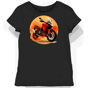 Koszulka damska czarna z dynamicznym motocyklem