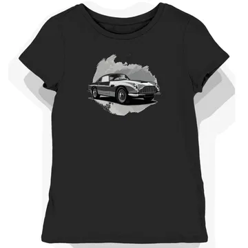 Koszulka damska czarna z motywem klasycznego Aston Martina DB5 1964