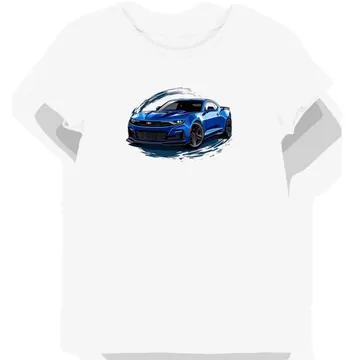 Koszulka damska biała z motywem futurystycznego Chevroleta Camaro