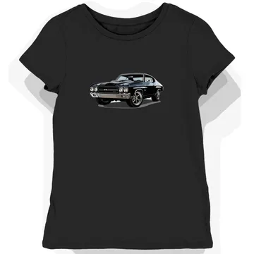 Koszulka damska czarna z Klasycznym Chevroletem w Cieniu