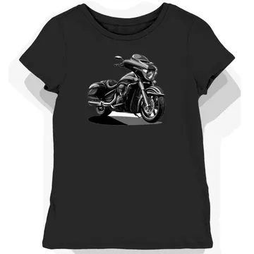 Koszulka damska czarna z Grafiką Motocyklu Turystycznego Yamaha