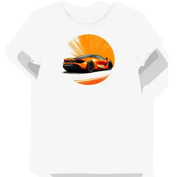 Koszulka damska biała z motywem sportowego samochodu McLaren