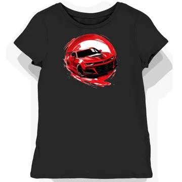 Koszulka damska czarna z motywem wyścigowego Chevy Camaro