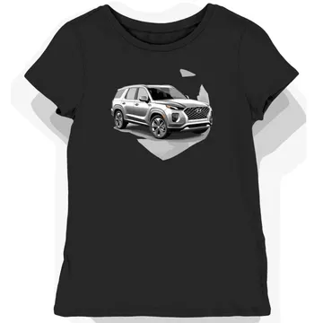 Koszulka damska czarna z eleganckim SUV na designerskim tle