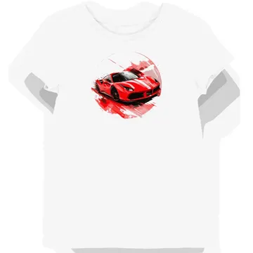 Koszulka damska biała z dynamicznym motywem wyścigowym Ferrari