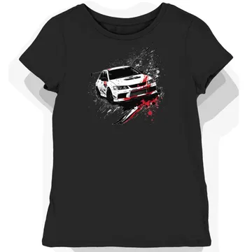 Koszulka damska czarna z Motywem Wyścigowego Mitsubishi
