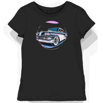 Koszulka damska czarna z dynamicznym motywem hot rod Pontiac