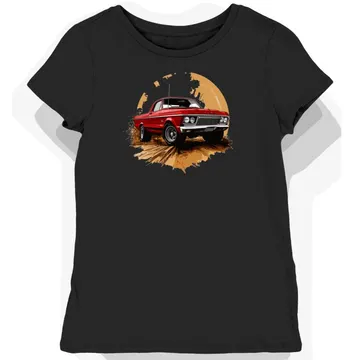 Koszulka damska czarna z Futurystycznym Motywem Hot Rod