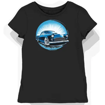 Koszulka damska czarna z klasycznym autem Thunderbird 1955