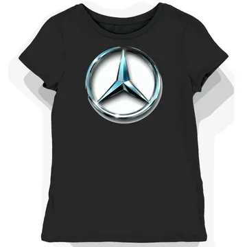 Koszulka damska czarna z lśniącym logotypem Mercedes