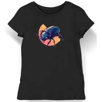 Koszulka damska czarna z motywem żuka toczącego kulę w ciemności