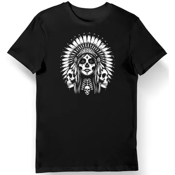 Koszulka męska indianka apacza czaszki tribal czarna