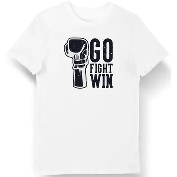 Koszulka męska dla boksera z napisem "Go Fight Win" biała