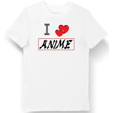 Koszulka męska z napisem "I love ANIME" biała